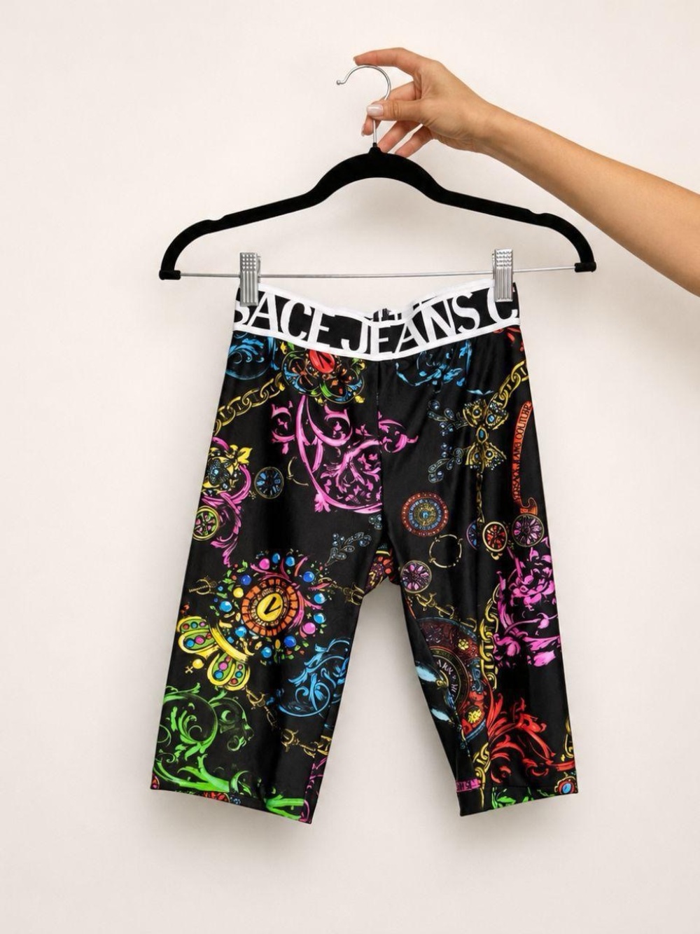 Versace Jeans Collection Black Multicolor Baroque Shorts